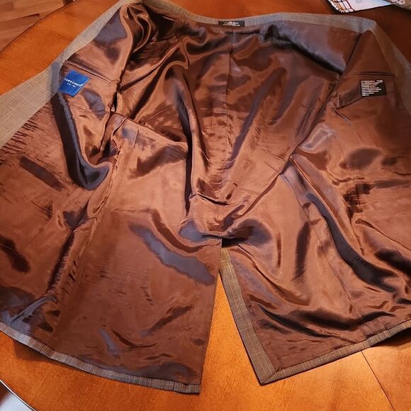 TownCraft Vintage 2 Piece Wool Coat & Pants Suit Set, 46L X 38, Brown Checks - Picture 6 of 15